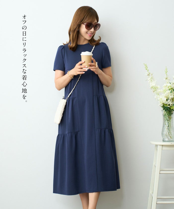 クールタッチティアードリラックスワンピース半袖