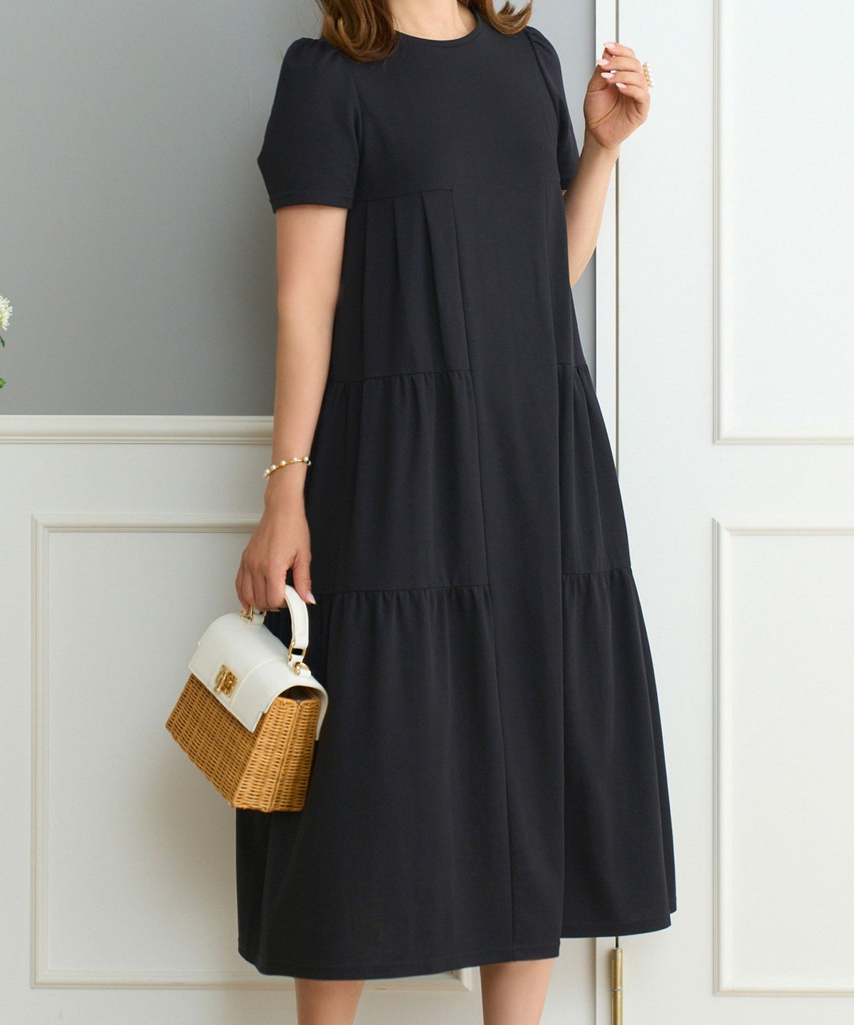 クールタッチティアードリラックスワンピース半袖