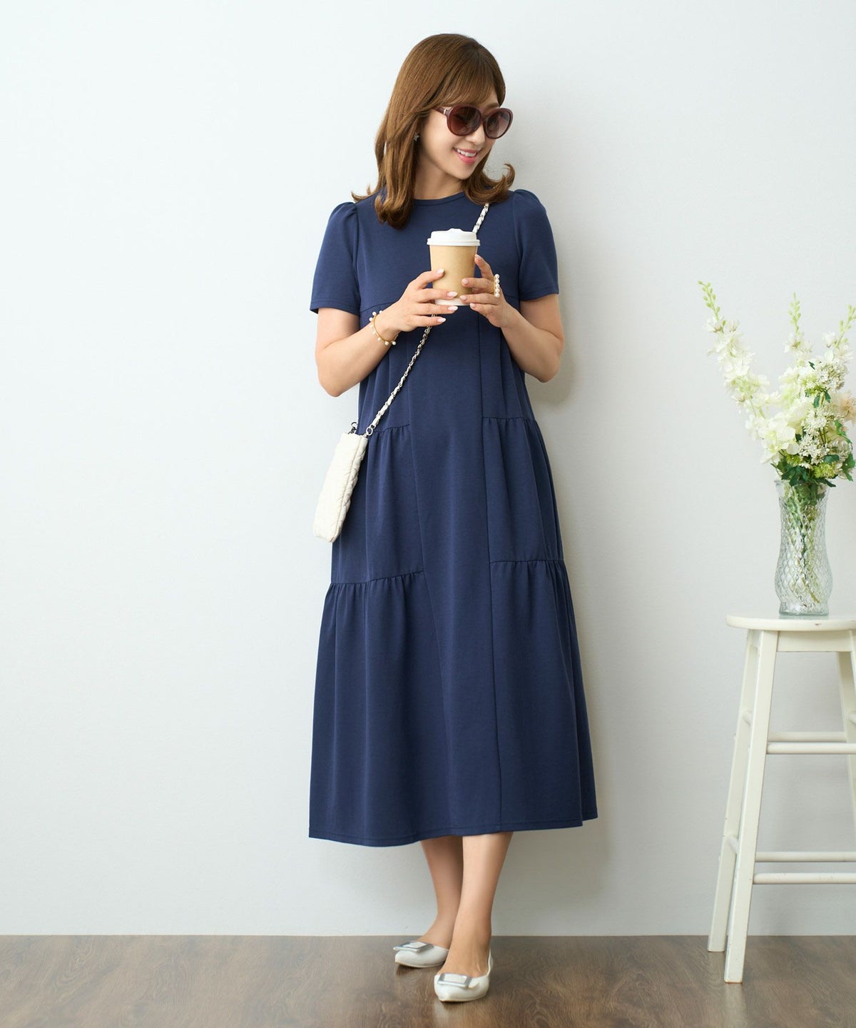 クールタッチティアードリラックスワンピース半袖