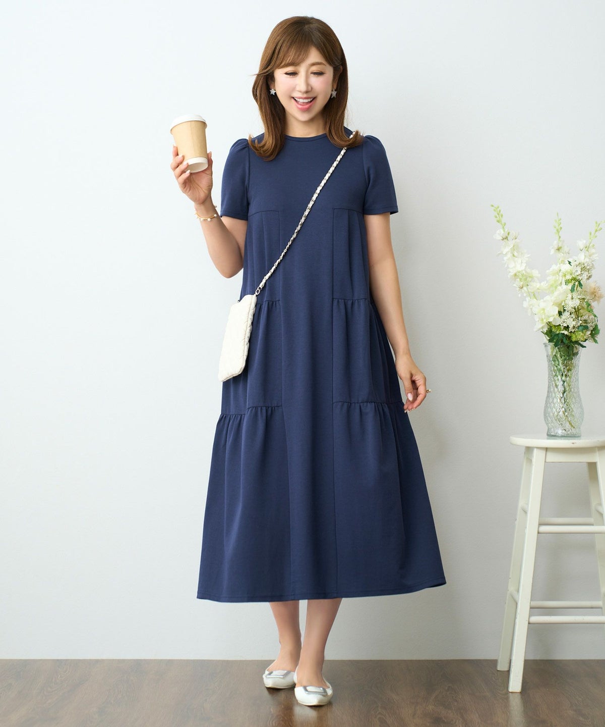 クールタッチティアードリラックスワンピース半袖