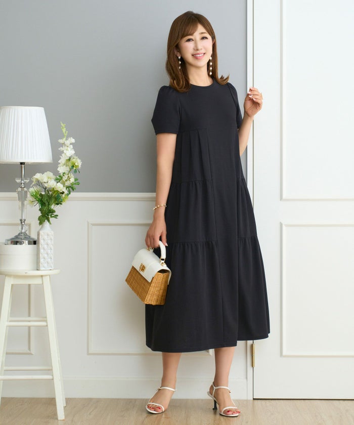 クールタッチティアードリラックスワンピース半袖