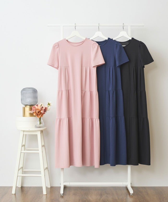クールタッチティアードリラックスワンピース半袖