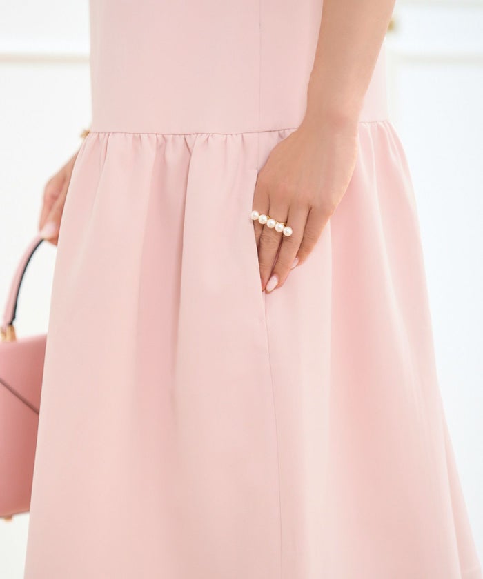 ショルダースカラップティアードクールワンピースノースリーブ緑黄色オレンジ