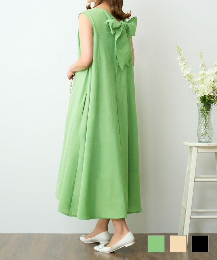 バックリボン サマー ワンピース ノースリーブ Aライン バックリボン サマー ワンピース Prima Scherrer