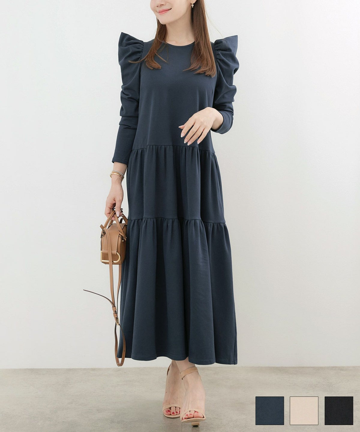 手洗い可 かわいい 上品 きれいめ 大人カジュアル シンプル リラックス 旅行 ルームウェア 体型カバー ジョイントスペース 猫耳風スリーブ ティアード カットソー ワンピース Liala×PG