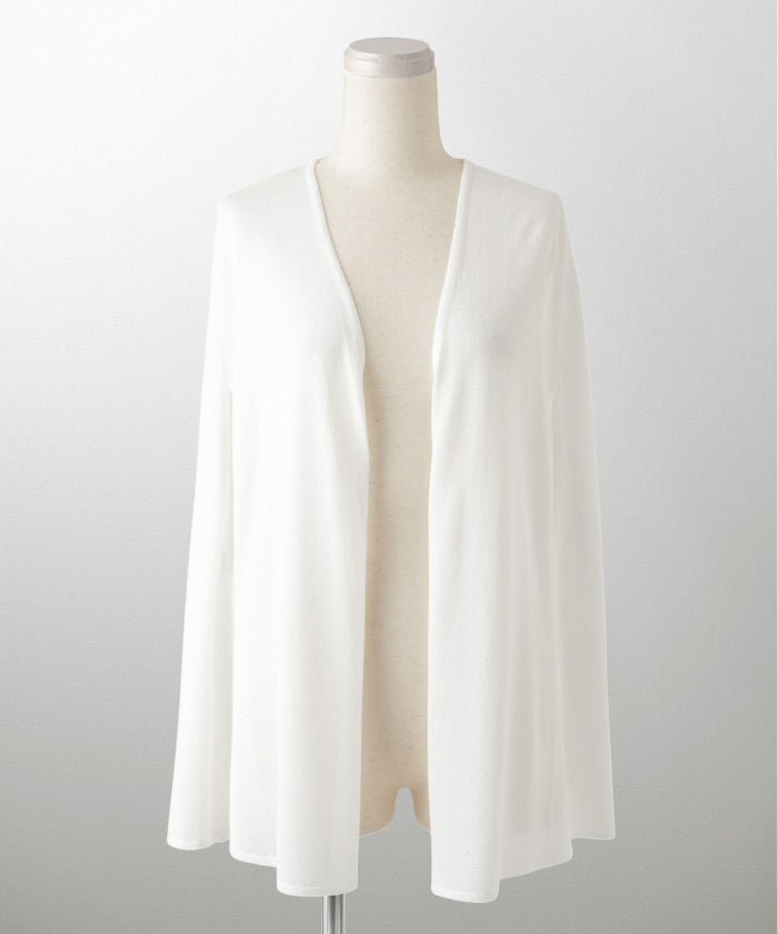 ケープ ニット カーディガン HUIT ホワイト/ベージュ/ブラック レディース シアー 薄手 ラメ オフィス 冷房対策 きれいめ 洗える