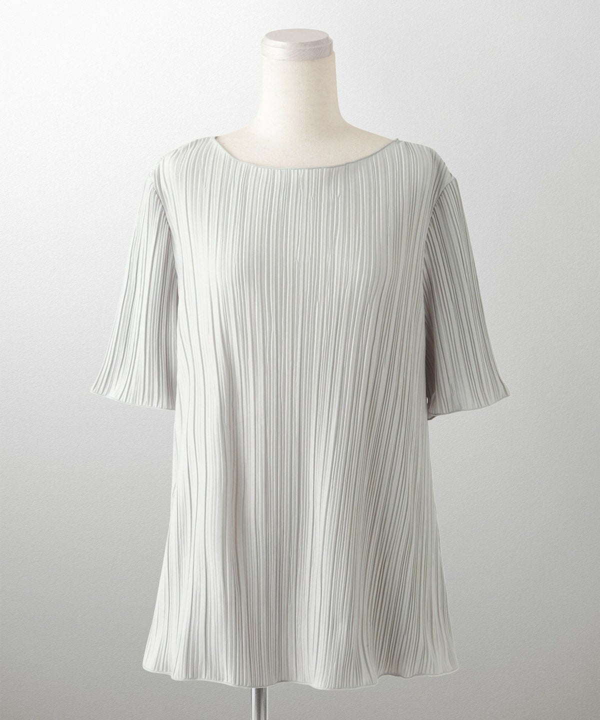 プリーツ トップス HUIT レディース ブラウス 半袖 アイボリー ライトグレー ブラック