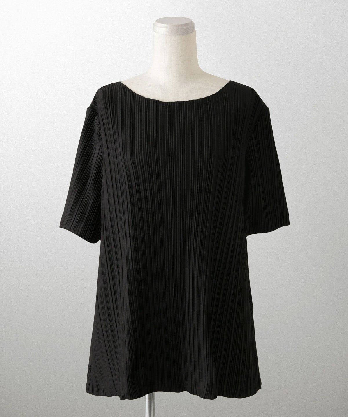 プリーツ トップス HUIT レディース ブラウス 半袖 アイボリー ライトグレー ブラック