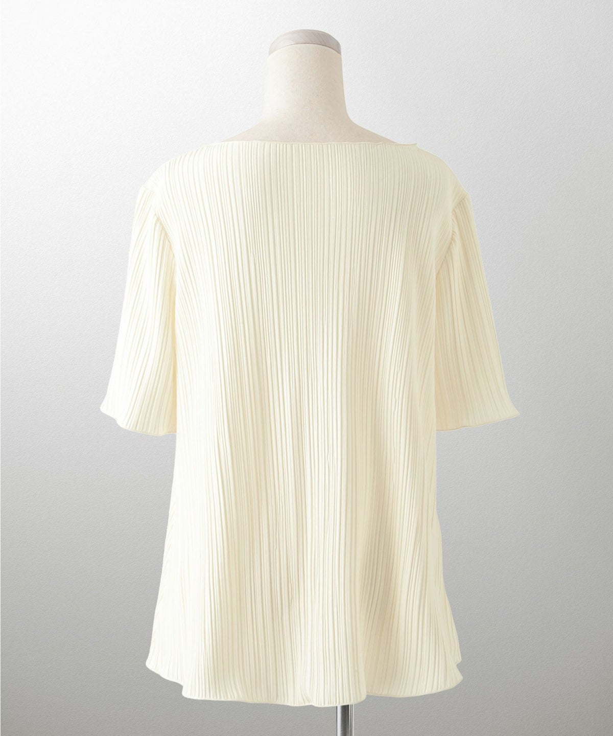 プリーツ トップス HUIT レディース ブラウス 半袖 アイボリー ライトグレー ブラック