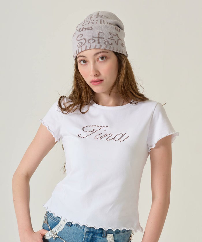 ラインストーン/ Tシャツ /トップス/ホワイト