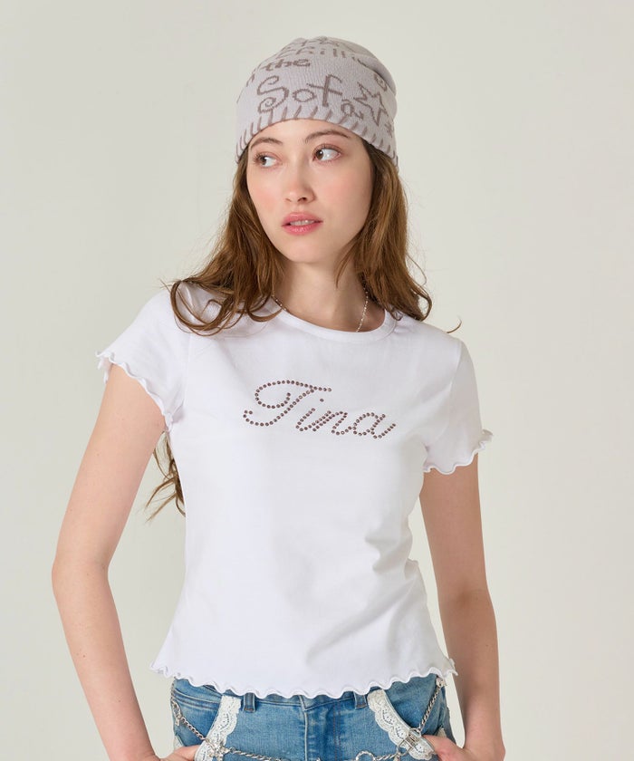 ラインストーン/ Tシャツ /トップス/ホワイト