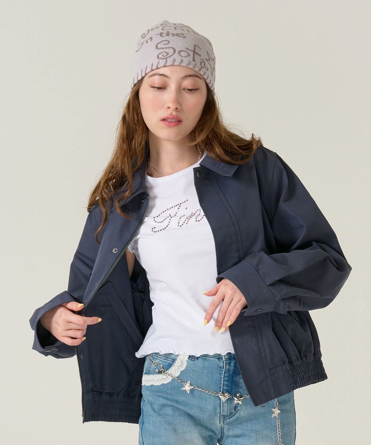 ラインストーン/ Tシャツ /トップス/ホワイト