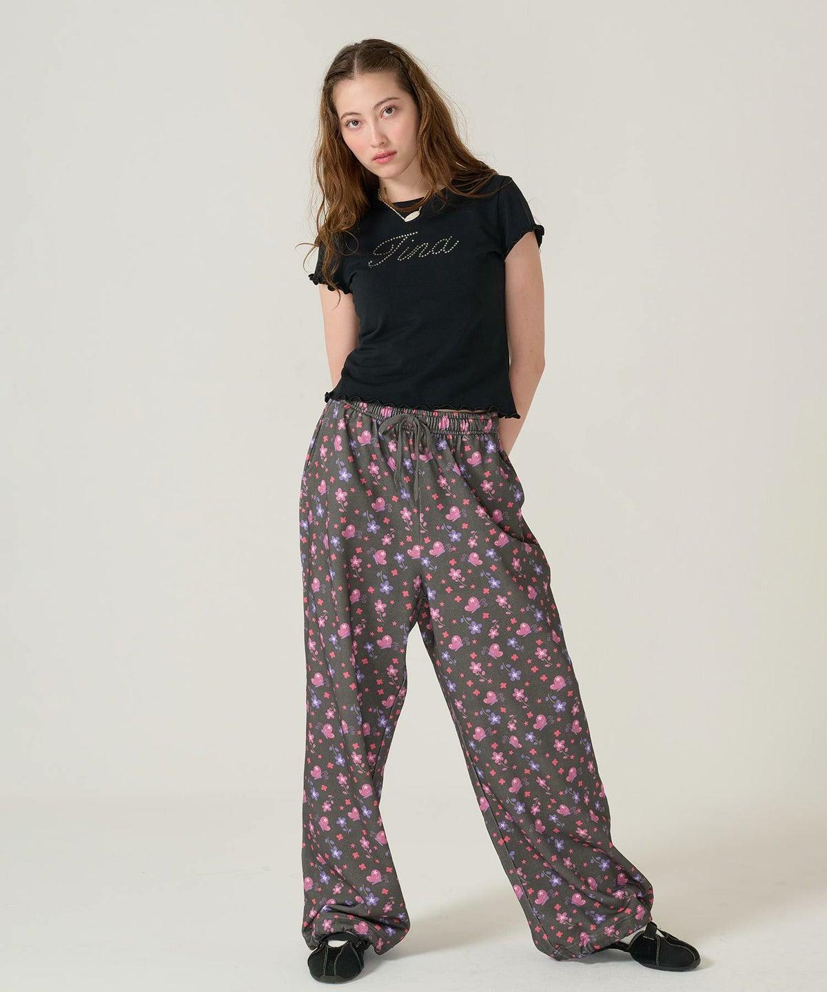 ラインストーン/ Tシャツ /トップス/ブラック