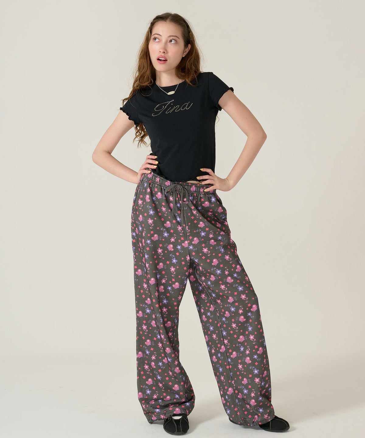 ラインストーン/ Tシャツ /トップス/ブラック