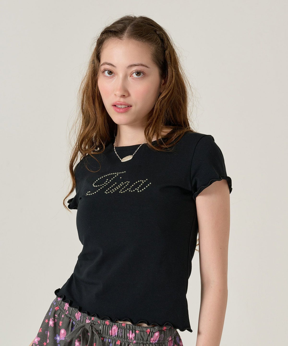 ラインストーン/ Tシャツ /トップス/ブラック