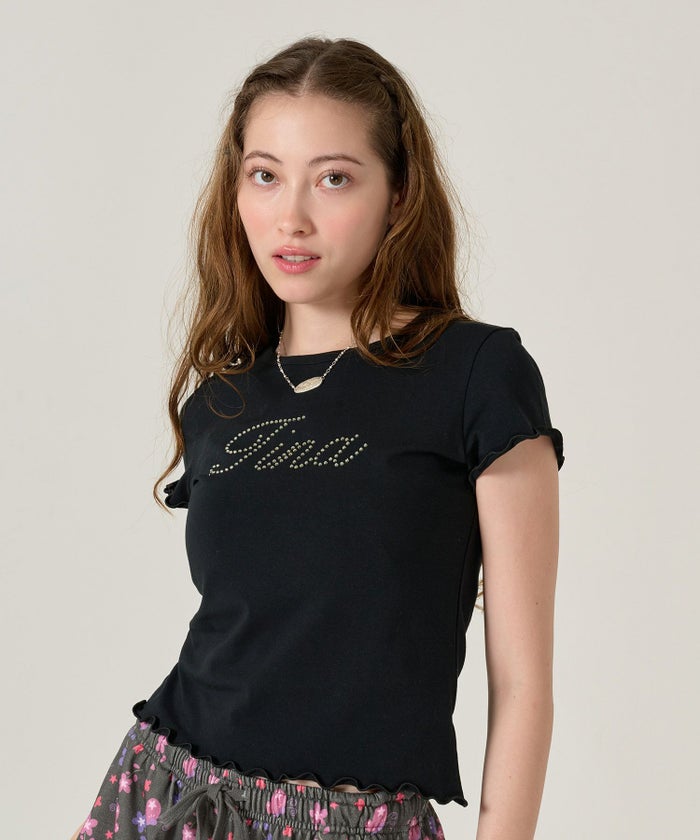 ラインストーン/ Tシャツ /トップス/ブラック