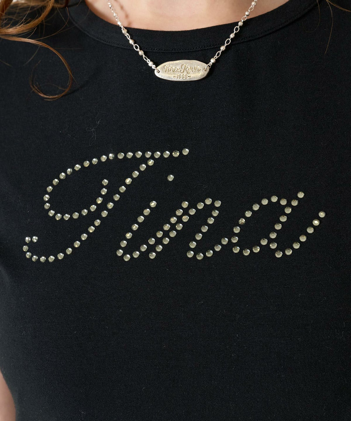 ラインストーン/ Tシャツ /トップス/ブラック