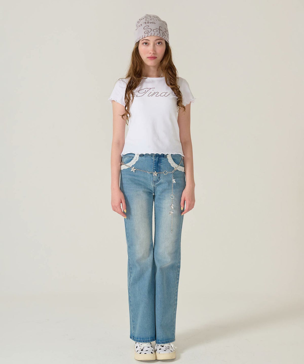 ラインストーン/ Tシャツ /トップス/ホワイト