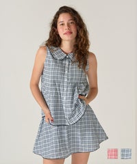 パンツ/ミニスカート/チェック/ネイビー