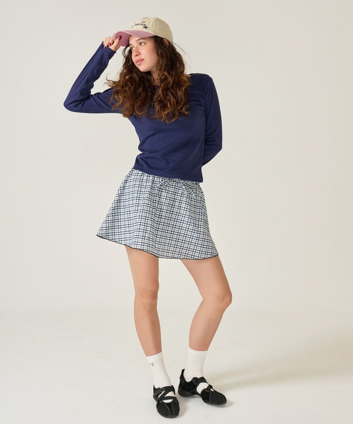 パンツ/ミニスカート/チェック/ネイビー