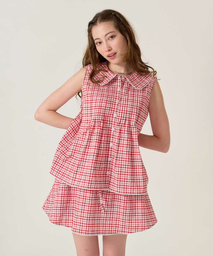 パンツ/ミニスカート/チェック/レッド