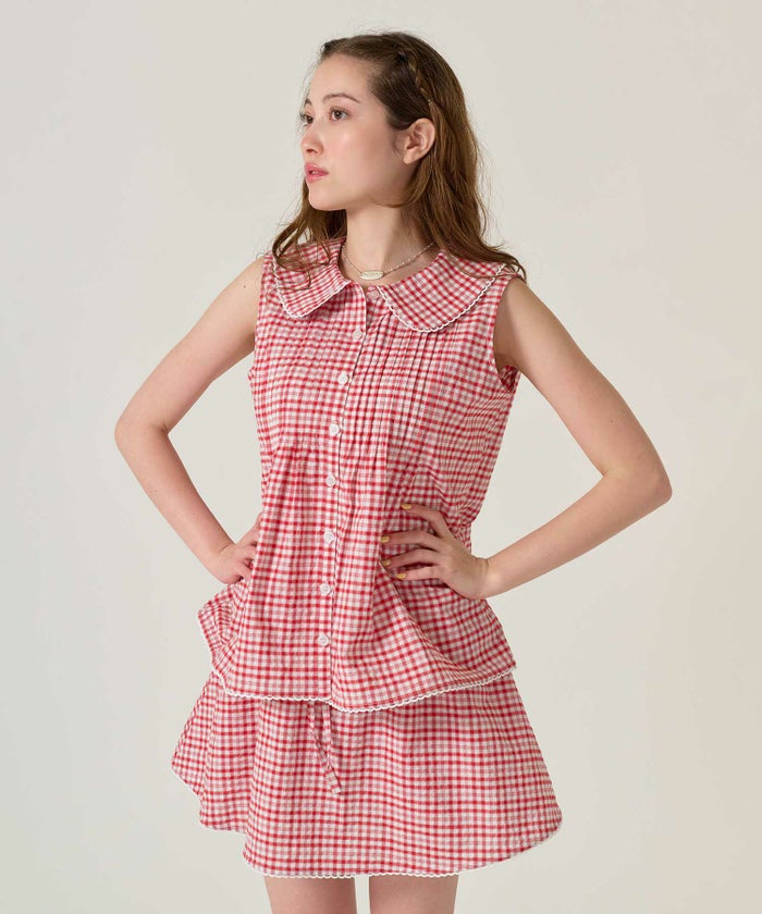 パンツ/ミニスカート/チェック/レッド