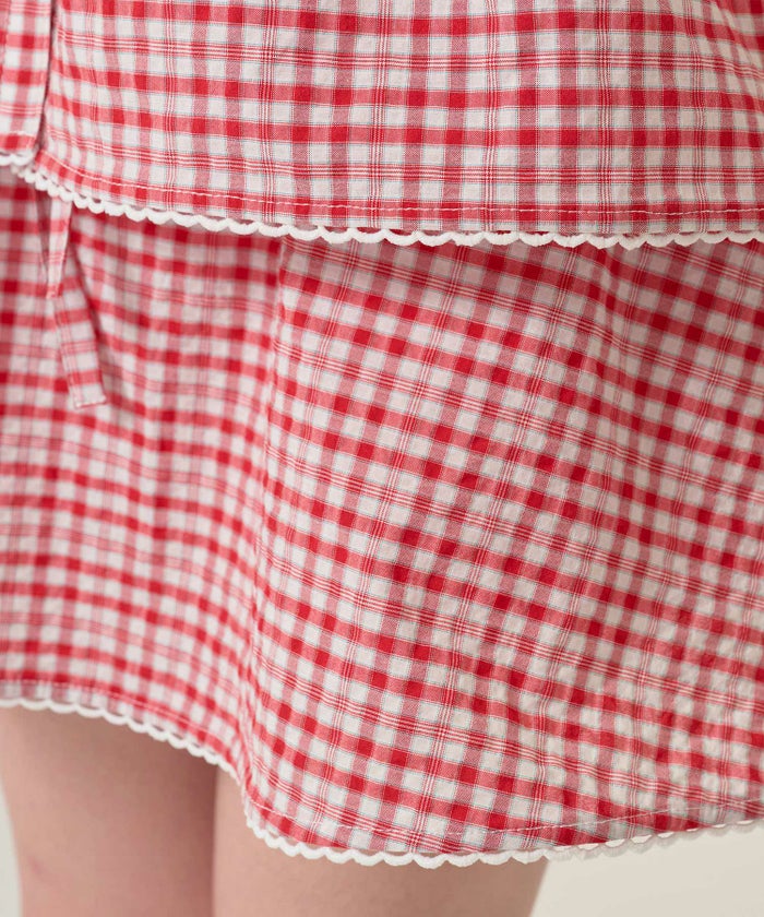 パンツ/ミニスカート/チェック/レッド