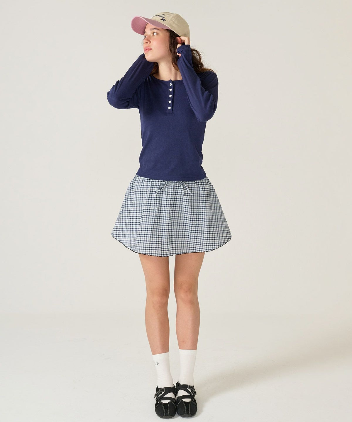 パンツ/ミニスカート/チェック/ネイビー