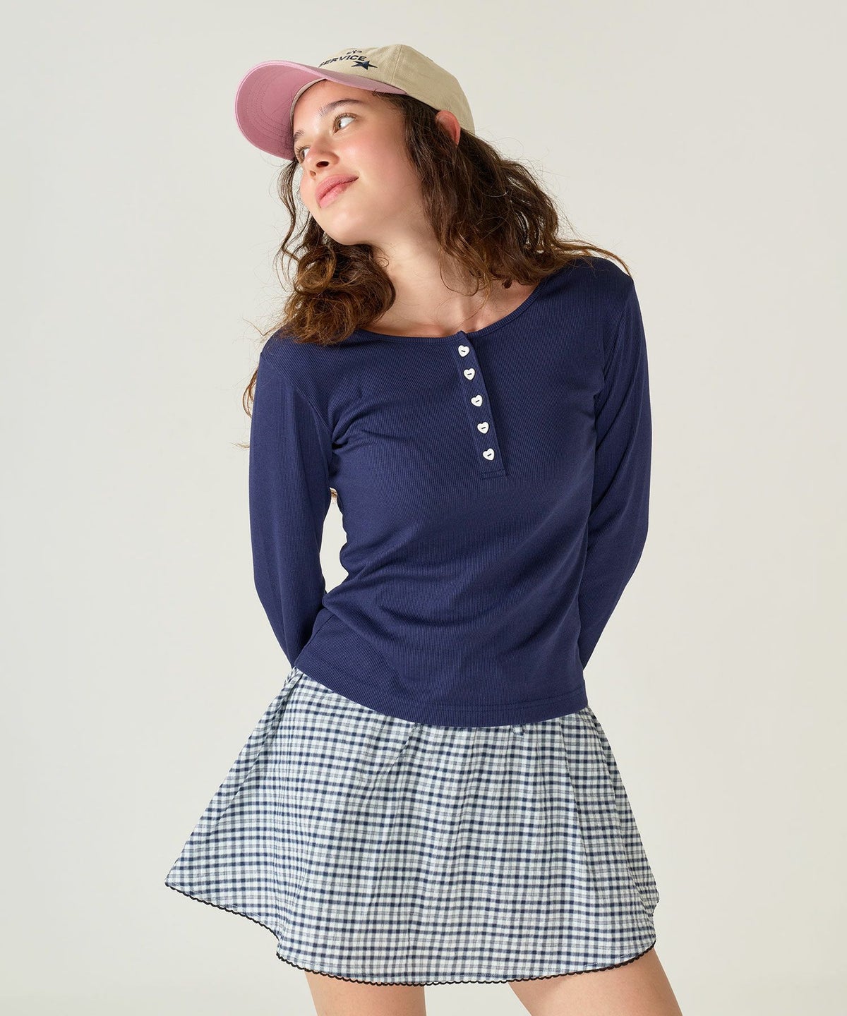 パンツ/ミニスカート/チェック/ネイビー