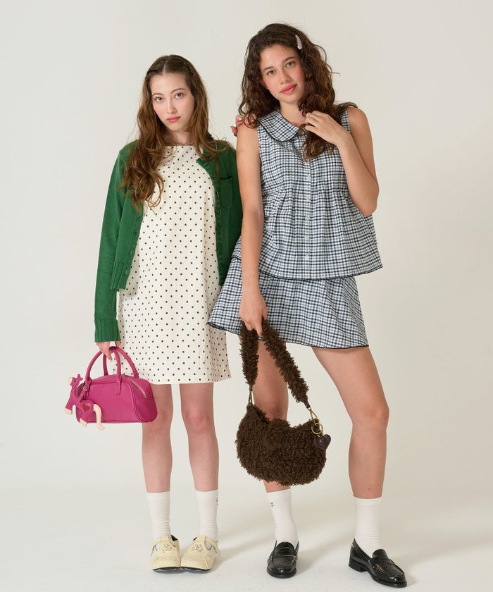 パンツ/ミニスカート/チェック/ネイビー