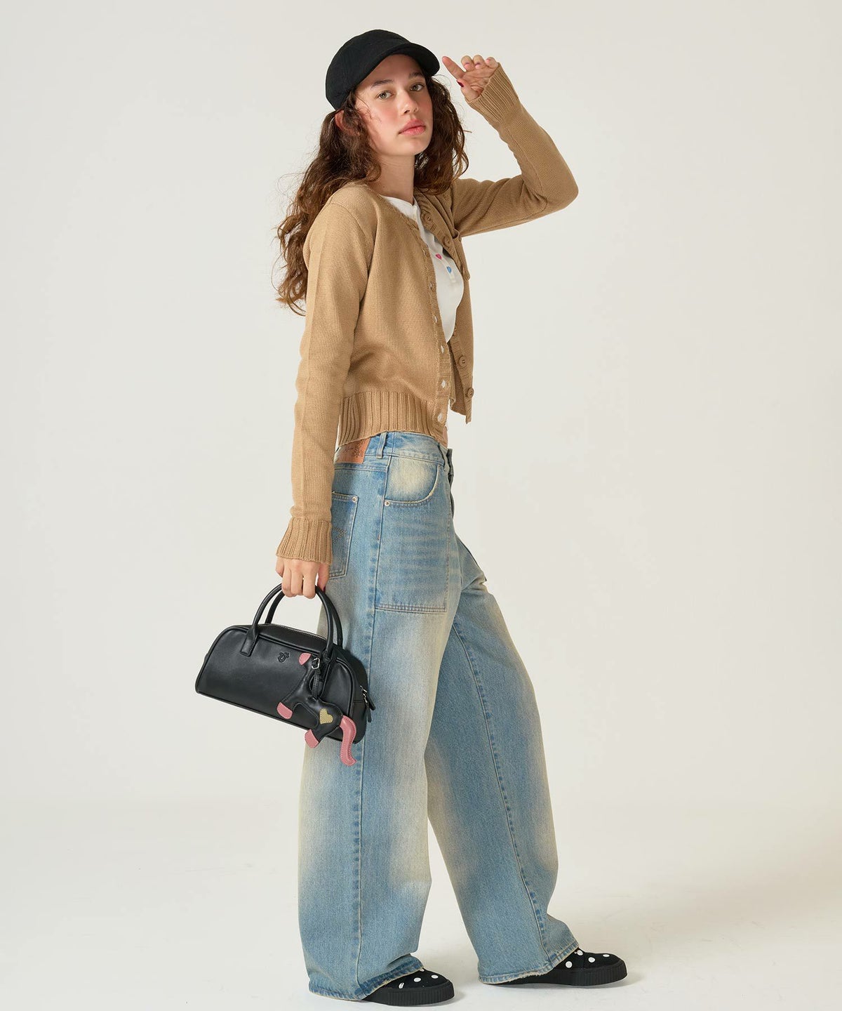 ハンドバッグ/チャーム/ポニー/ブラック