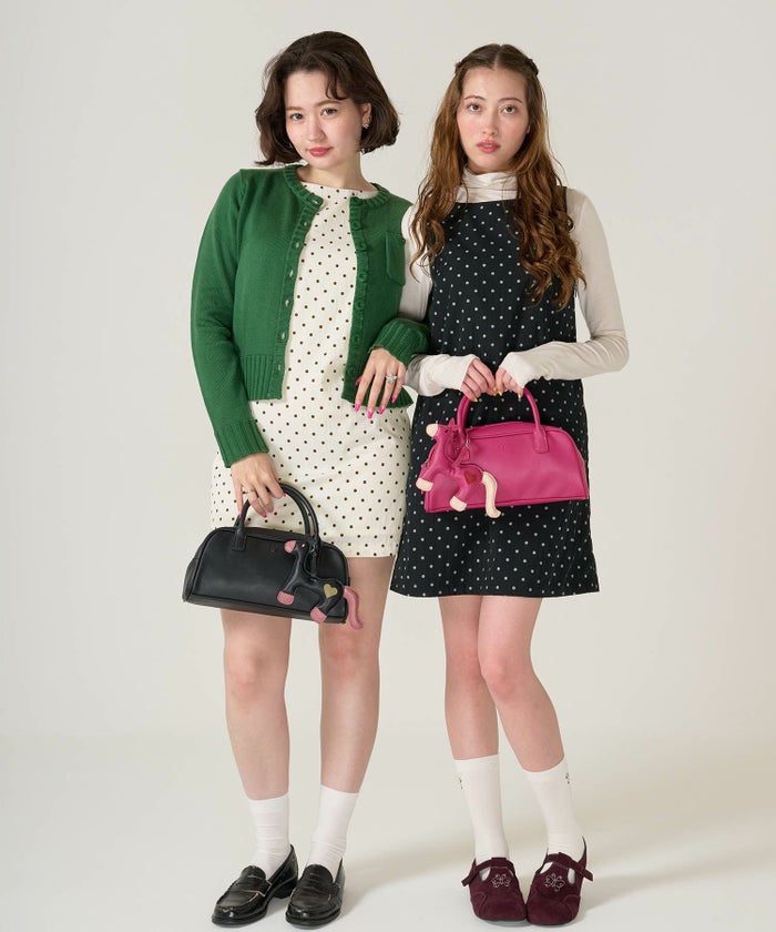 ハンドバッグ/チャーム/ポニー/ピンク/ブラック