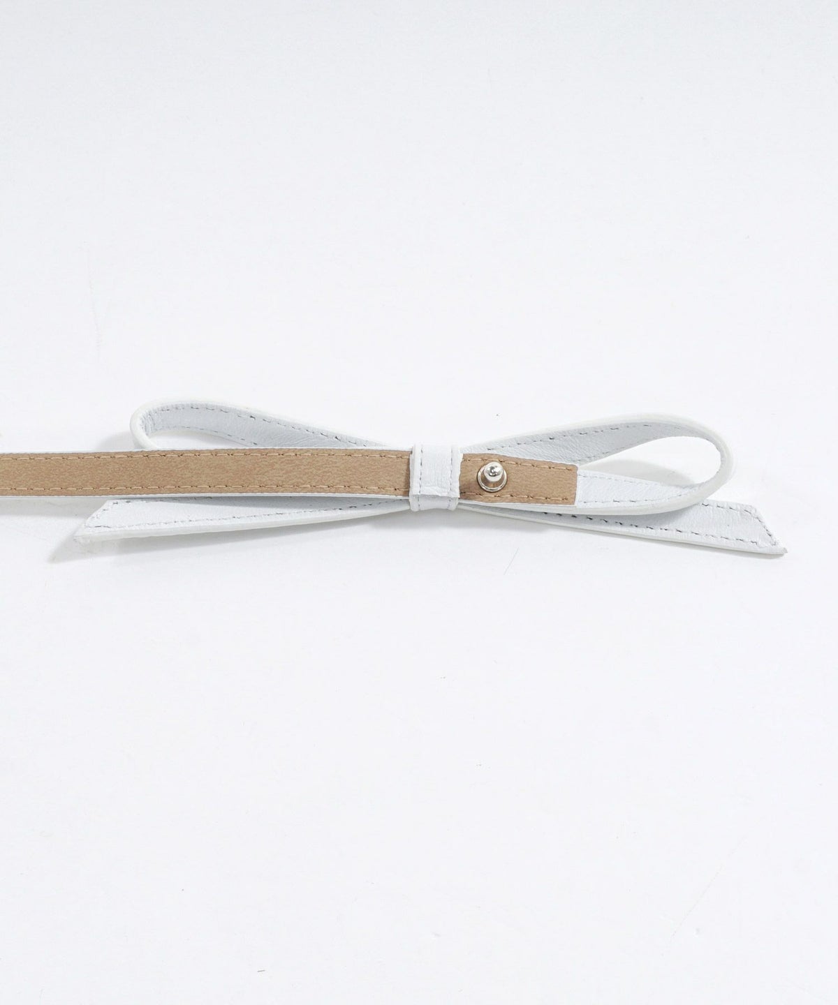レザーリボンモチーフ細ベルト牛革