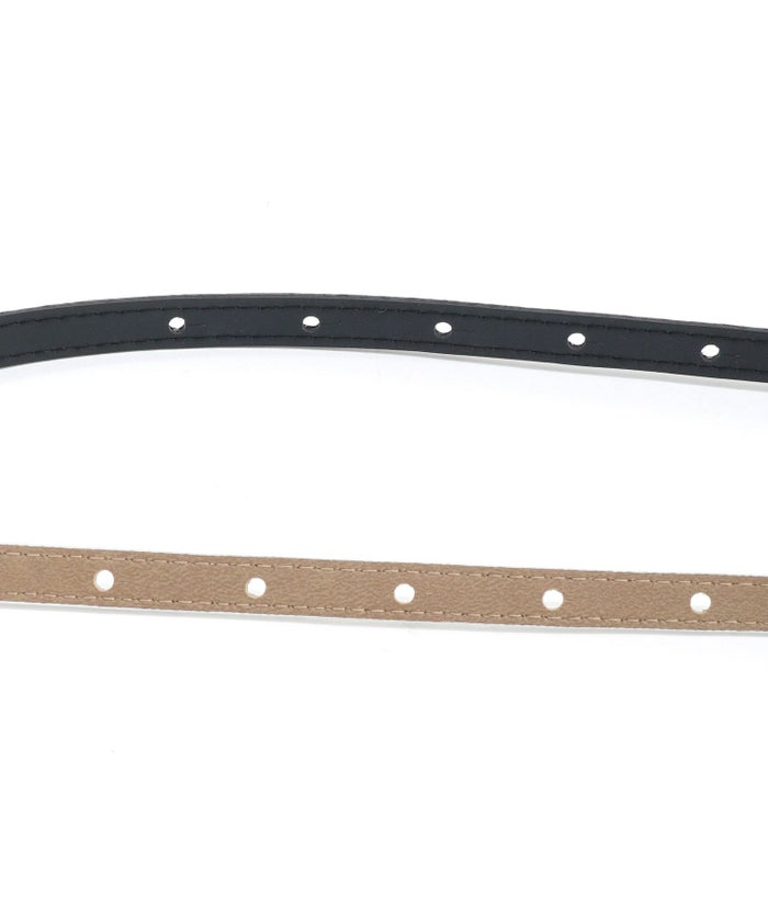 レザーリボンモチーフ細ベルト牛革