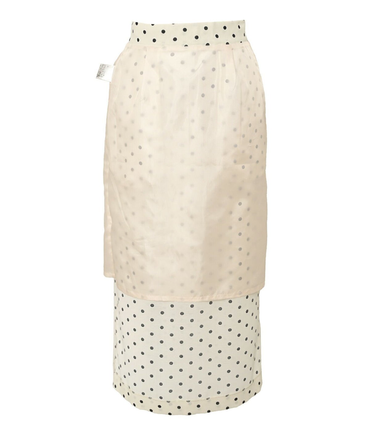 レディーススカートボトムスタイトスリットドット柄ウエストゴムファスナー薄手セットアップシンプルオフィスカジュアルフェミニン上品エレガント裏地