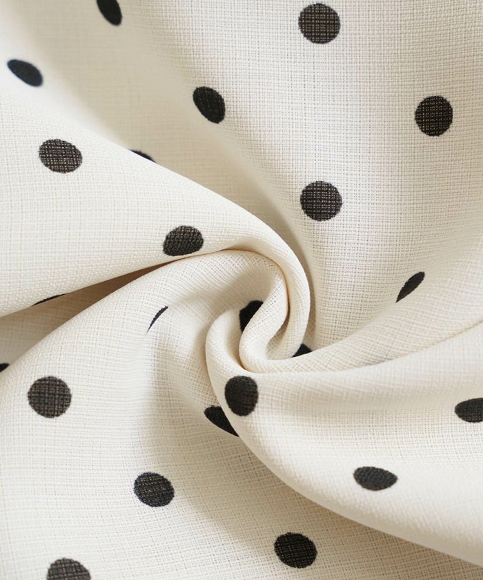 レディーススカートボトムスタイトスリットドット柄ウエストゴムファスナー薄手セットアップシンプルオフィスカジュアルフェミニン上品エレガント裏地