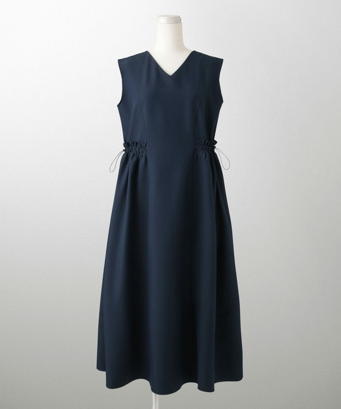 レディース 夏 サマーワンピース 薄手 ドロスト きれいめ 洗える/ホワイト/ネイビー/ブラック/S/M/前後2way/ノースリーブ