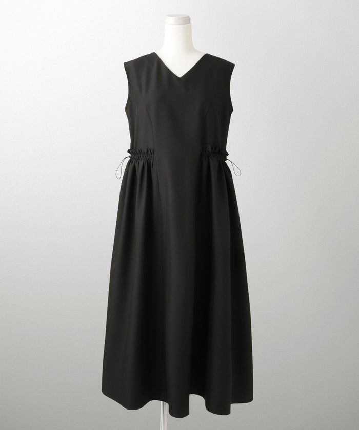 レディース 夏 サマーワンピース 薄手 ドロスト きれいめ 洗える/ホワイト/ネイビー/ブラック/S/M/前後2way/ノースリーブ