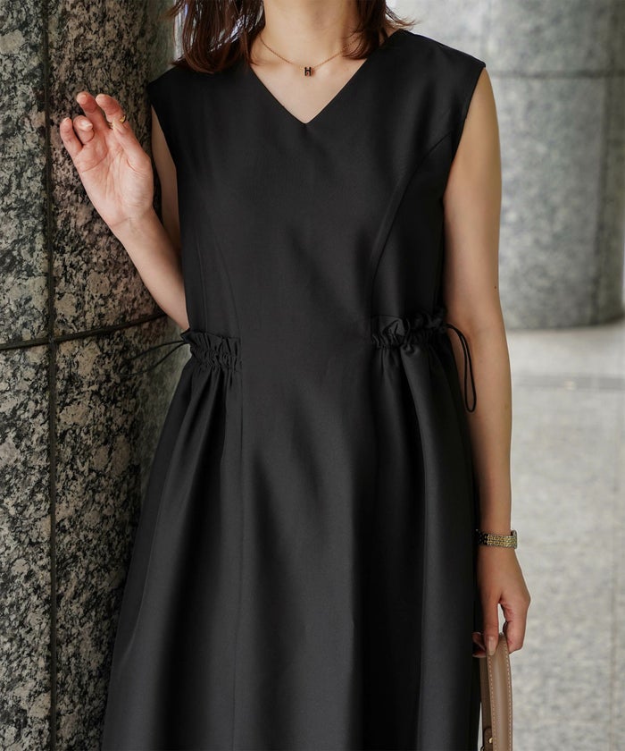 レディース 夏 サマーワンピース 薄手 ドロスト きれいめ 洗える/ホワイト/ネイビー/ブラック/S/M/前後2way/ノースリーブ