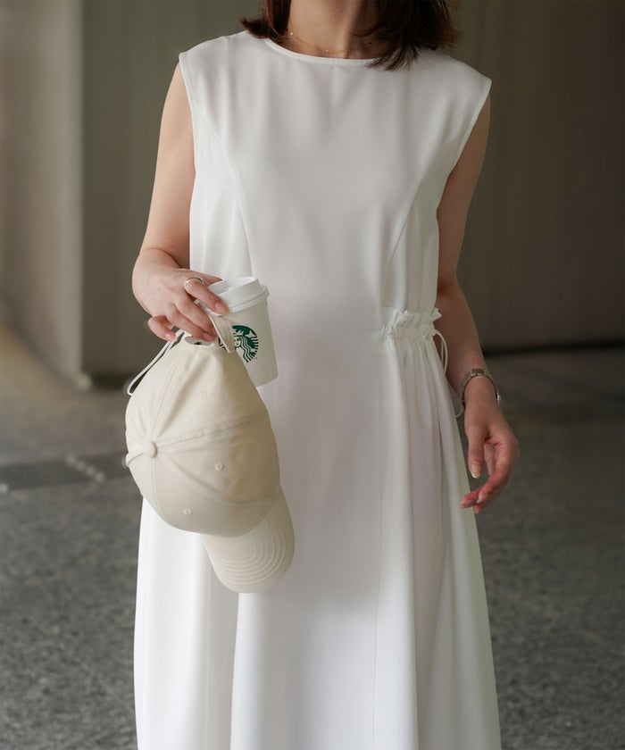 レディース 夏 サマーワンピース 薄手 ドロスト きれいめ 洗える/ホワイト/ネイビー/ブラック/S/M/前後2way/ノースリーブ