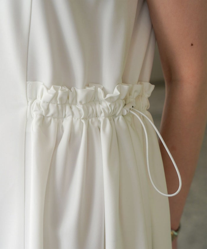 レディース 夏 サマーワンピース 薄手 ドロスト きれいめ 洗える/ホワイト/ネイビー/ブラック/S/M/前後2way/ノースリーブ