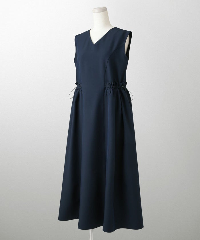 レディース 夏 サマーワンピース 薄手 ドロスト きれいめ 洗える/ホワイト/ネイビー/ブラック/S/M/前後2way/ノースリーブ