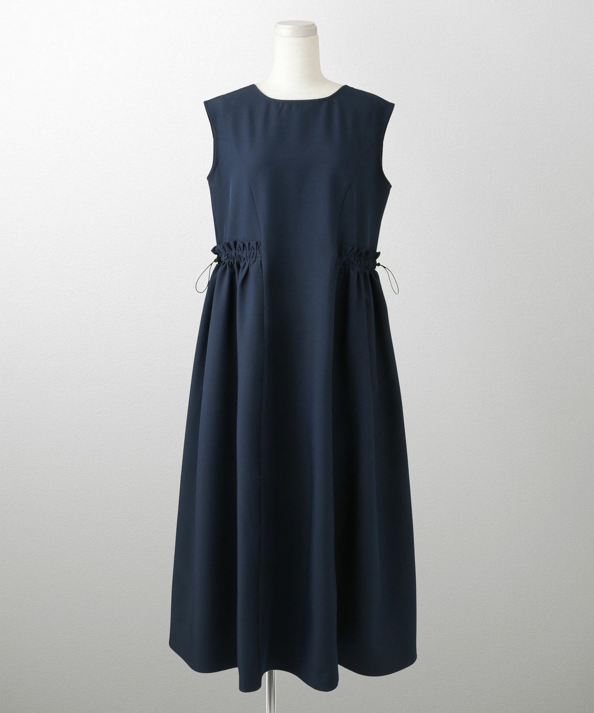 レディース 夏 サマーワンピース 薄手 ドロスト きれいめ 洗える/ホワイト/ネイビー/ブラック/S/M/前後2way/ノースリーブ