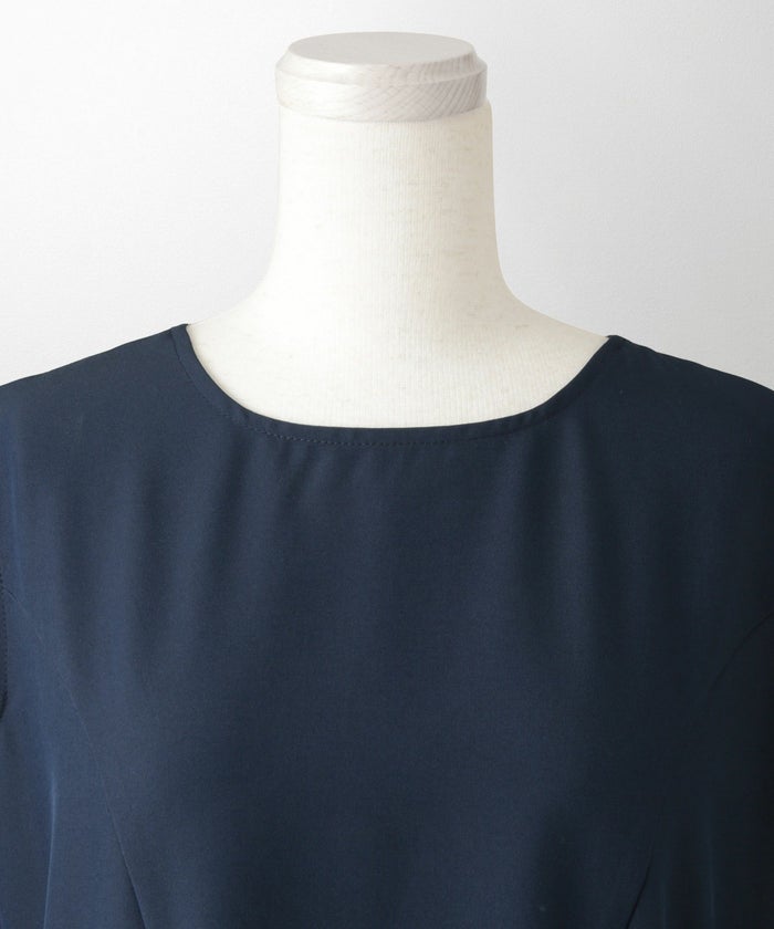 レディース 夏 サマーワンピース 薄手 ドロスト きれいめ 洗える/ホワイト/ネイビー/ブラック/S/M/前後2way/ノースリーブ