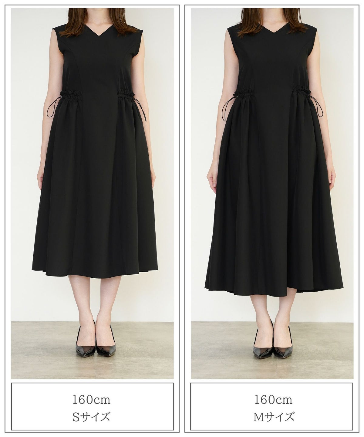 レディース 夏 サマーワンピース 薄手 ドロスト きれいめ 洗える/ホワイト/ネイビー/ブラック/S/M/前後2way/ノースリーブ