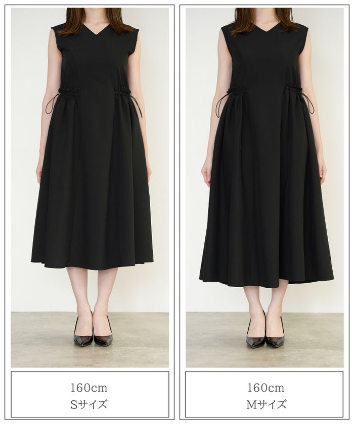 レディース 夏 サマーワンピース 薄手 ドロスト きれいめ 洗える/ホワイト/ネイビー/ブラック/S/M/前後2way/ノースリーブ