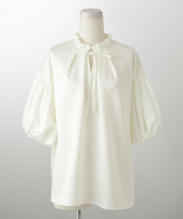 2way サテン ブラウス HUIT アイボリー/ピンク/ブラック/M/前後2way/半袖