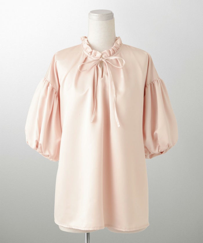 2way サテン ブラウス HUIT アイボリー/ピンク/ブラック/M/前後2way/半袖