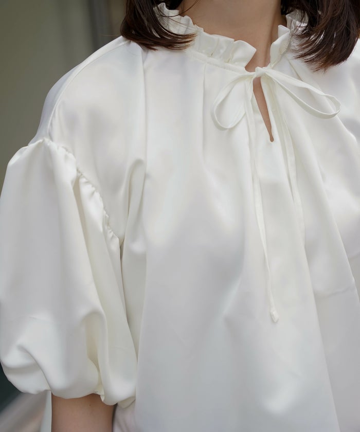 2way サテン ブラウス HUIT アイボリー/ピンク/ブラック/M/前後2way/半袖