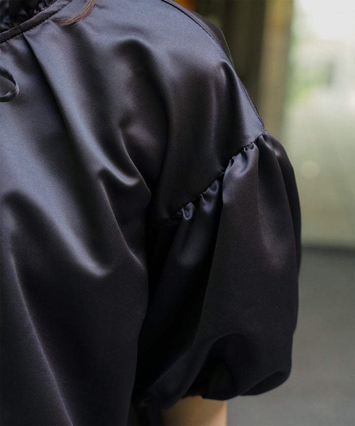 2way サテン ブラウス HUIT アイボリー/ピンク/ブラック/M/前後2way/半袖